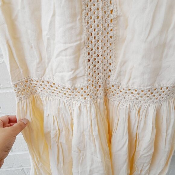 INDAH by Revolve Tunic Boho Look Dress w/ V-neck Crochet Trim Dress sz: S - Picture 8 of 12